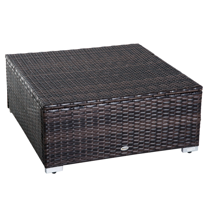 5pc Premium PE Rattan Wicker Aluminum Conversation Sofa Set for Outdoor Patio - Dk Brown, Cream