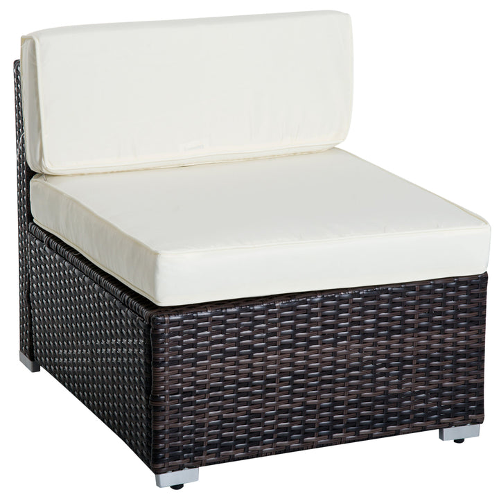 5pc Premium PE Rattan Wicker Aluminum Conversation Sofa Set for Outdoor Patio - Dk Brown, Cream