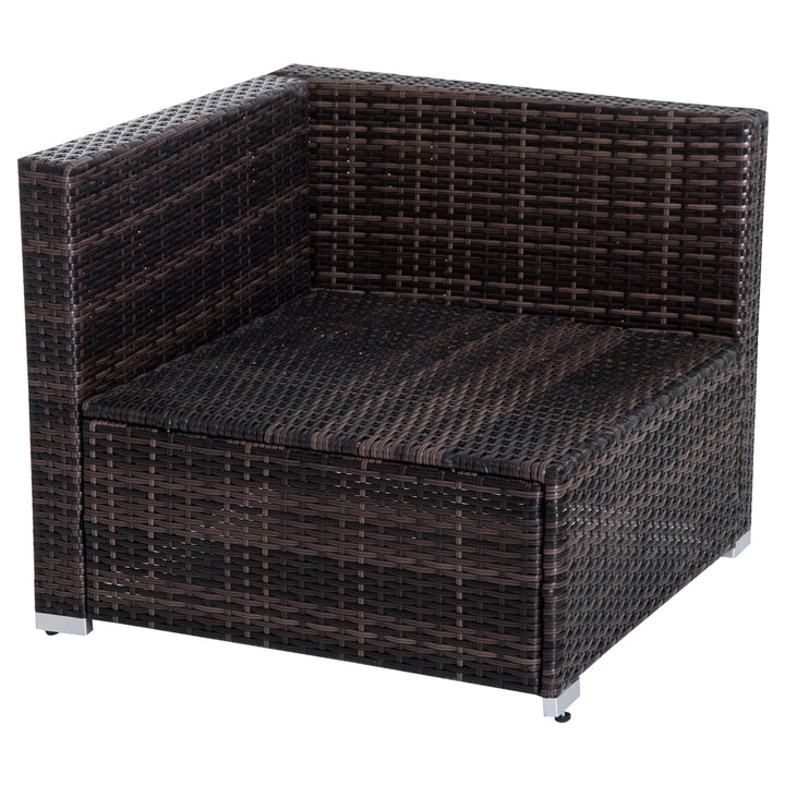 5pc Premium PE Rattan Wicker Aluminum Conversation Sofa Set for Outdoor Patio - Dk Brown, Cream