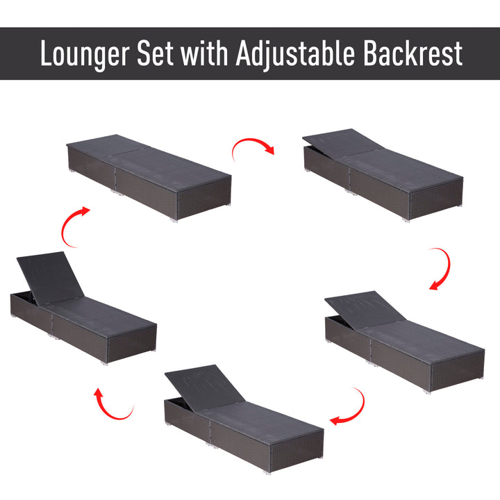 9pc Premium PE Rattan Wicker Aluminum Sectional Conversation Patio Set w 2 Loungers, Red, Brown