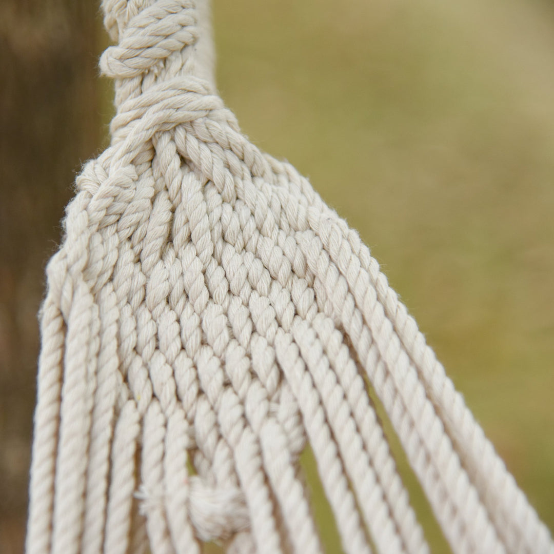 Large Fabric Sling Brazilian Hammock Lounger w Carry Bag, Yard Garden Camping, Rainbow Stripe