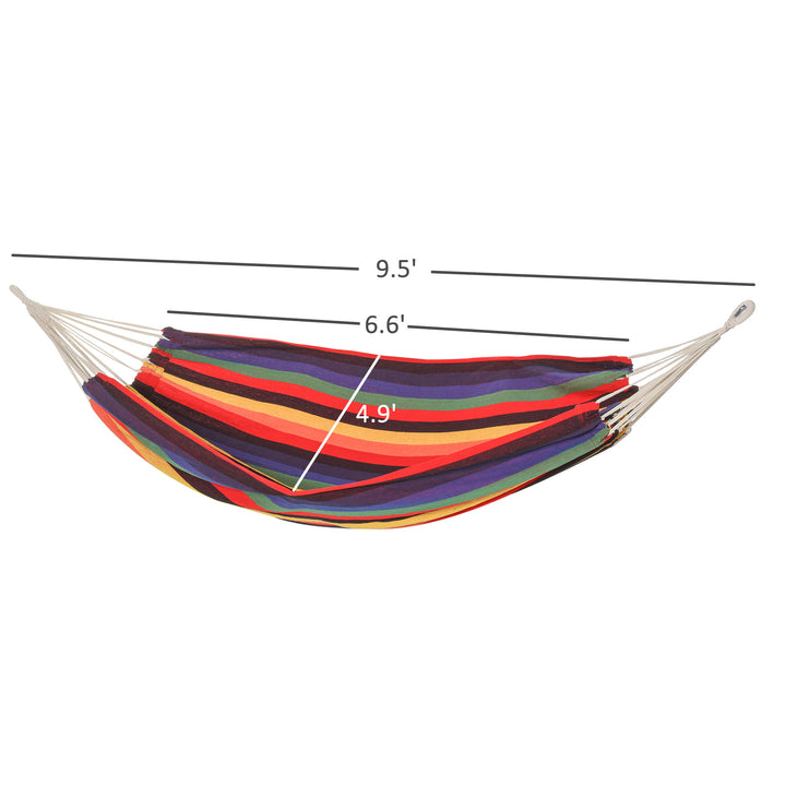 Large Fabric Sling Brazilian Hammock Lounger w Carry Bag, Yard Garden Camping, Rainbow Stripe