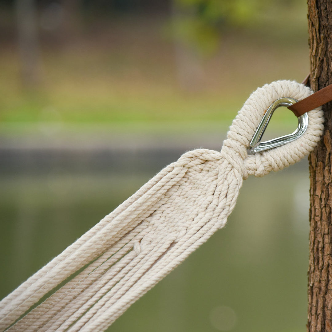 Large Fabric Sling Brazilian Hammock Lounger w Carry Bag, Yard Garden Camping, Rainbow Stripe