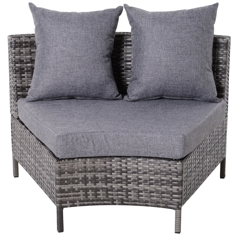 5pc Curved PE Rattan Wicker Sectional Conversation Furniture Set w Cushions Outdoor Patio, Grey