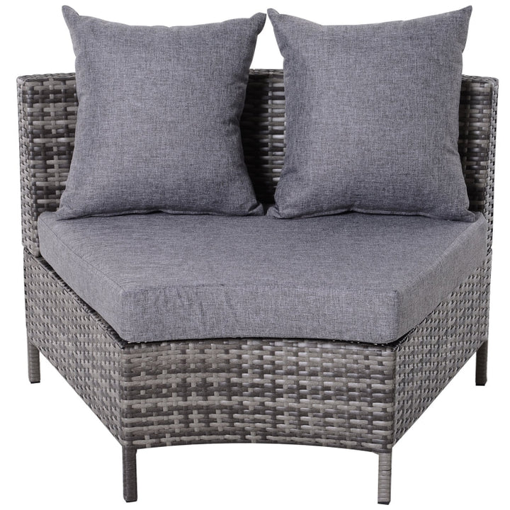 5pc Curved PE Rattan Wicker Sectional Conversation Furniture Set w Cushions Outdoor Patio, Grey