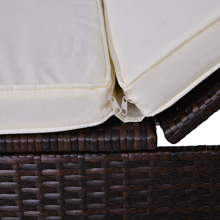 9PC Premium Rattan Wicker Outdoor Patio Conversation Furniture Set w/ 2 Loungers Brown & White