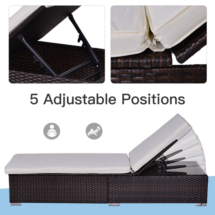 9PC Premium Rattan Wicker Outdoor Patio Conversation Furniture Set w/ 2 Loungers Brown & White