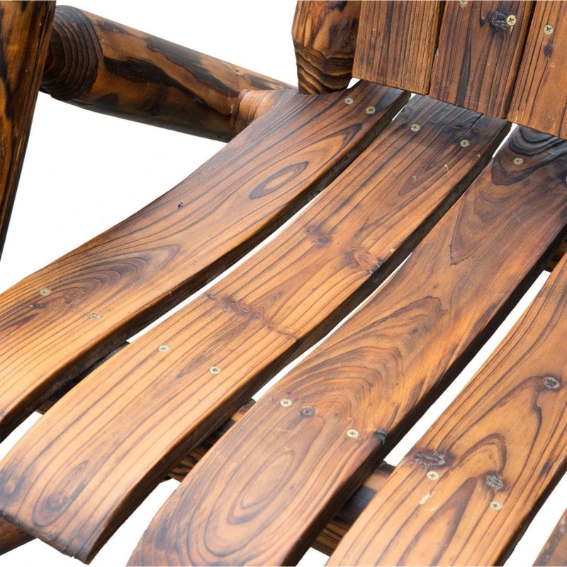 2 Seat Rustic Wooden Farmhouse Lounger w/ Cooler, Patio Tanning Beach Pool Deck Garden - Walnut