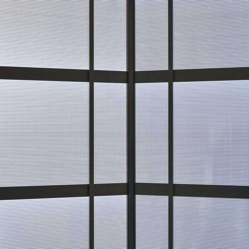 8' x 5' Aluminum Steel Gazebo Canopy Shelter w/ PC Hardtop Roof, Shelves for BBQ Grill - Black