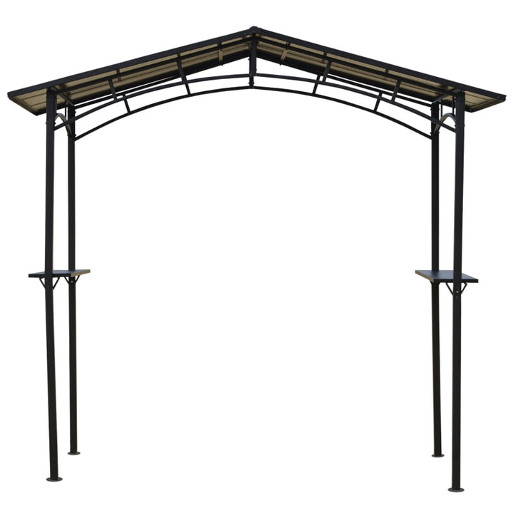 8' x 5' Aluminum Steel Gazebo Canopy Shelter w/ PC Hardtop Roof, Shelves for BBQ Grill - Black