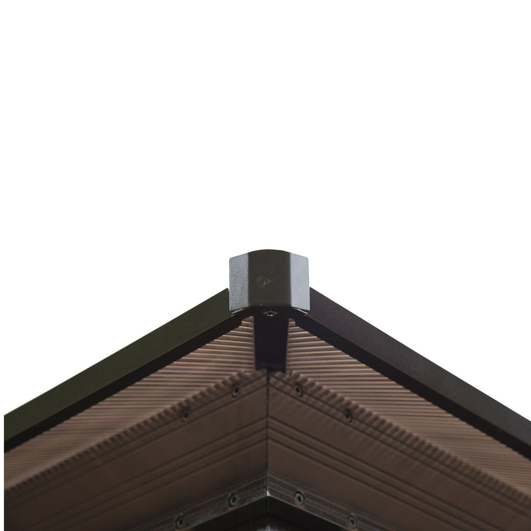 12’ x 10' Aluminum PC Hardtop Gazebo Canopy Shelter w/ Curtains Mosquito Netting Brown & Beige