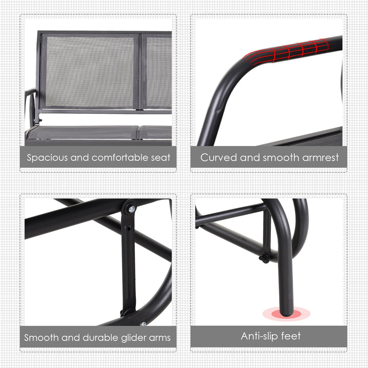 Outdoor 2-Seater Gliding Sling Loveseat / Swing for Patio Backyard Garden Deck - Dark Grey