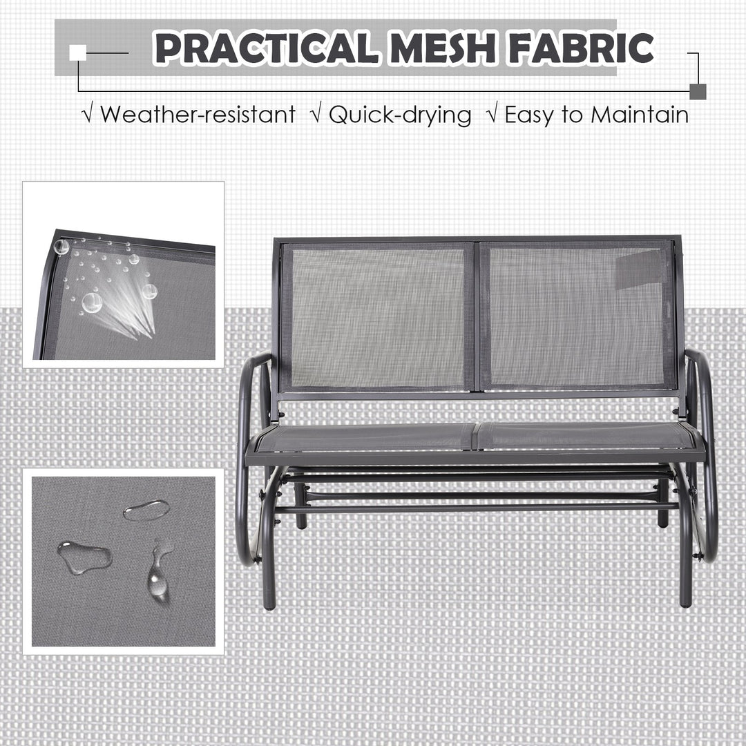 Outdoor 2-Seater Gliding Sling Loveseat / Swing for Patio Backyard Garden Deck - Dark Grey