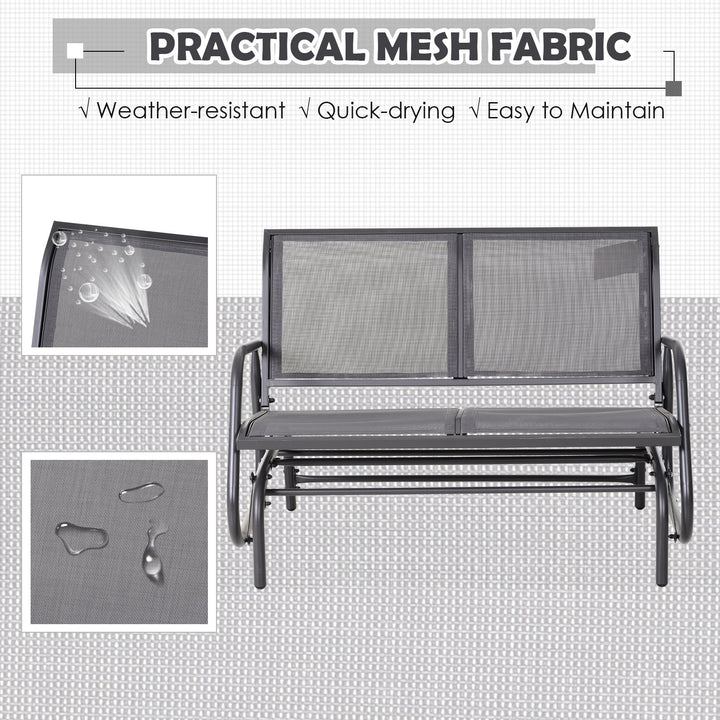 Outdoor 2-Seater Gliding Sling Loveseat / Swing for Patio Backyard Garden Deck - Dark Grey