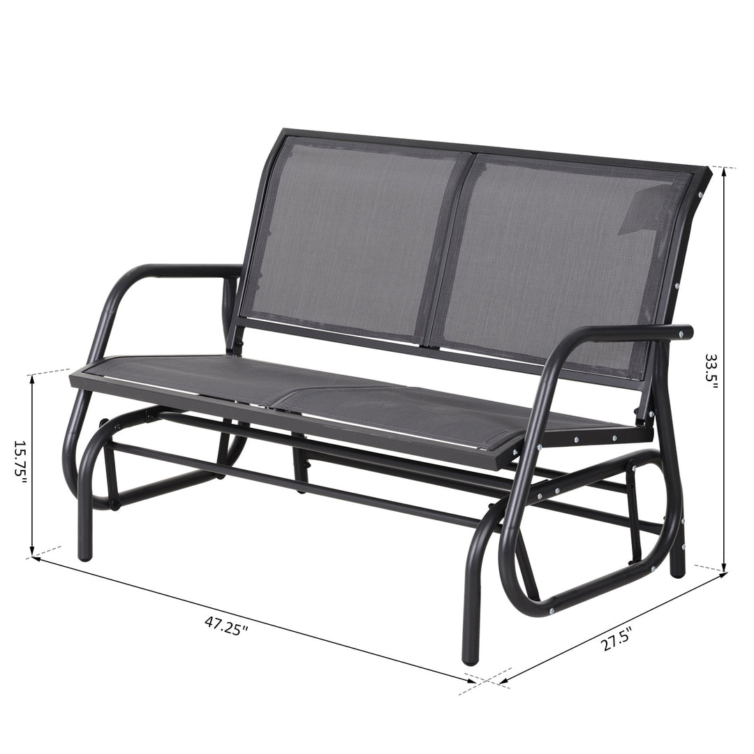 Outdoor 2-Seater Gliding Sling Loveseat / Swing for Patio Backyard Garden Deck - Dark Grey