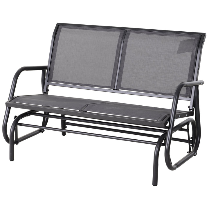 Outdoor 2-Seater Gliding Sling Loveseat / Swing for Patio Backyard Garden Deck - Dark Grey