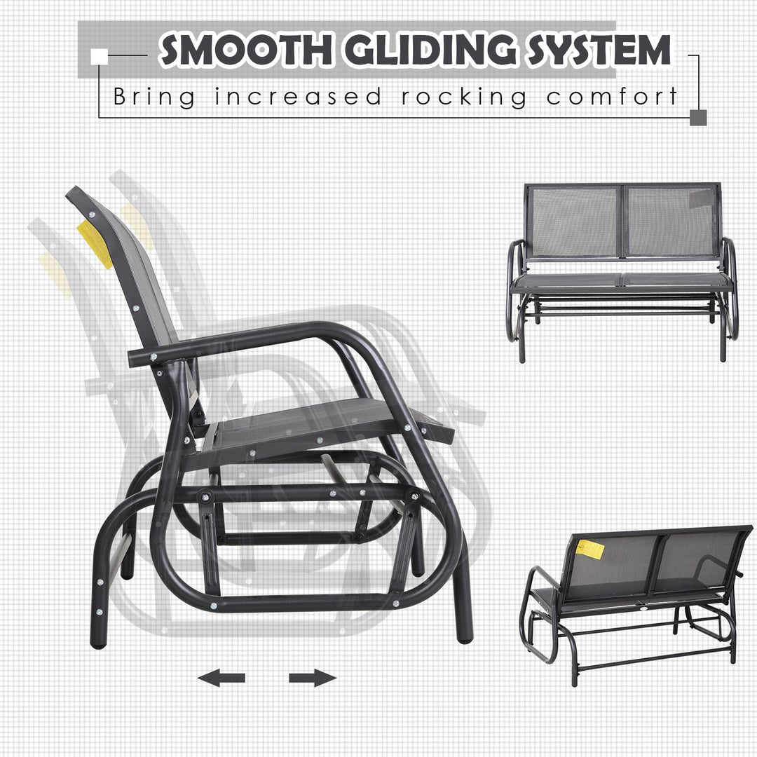 Outdoor 2-Seater Gliding Sling Loveseat / Swing for Patio Backyard Garden Deck - Dark Grey