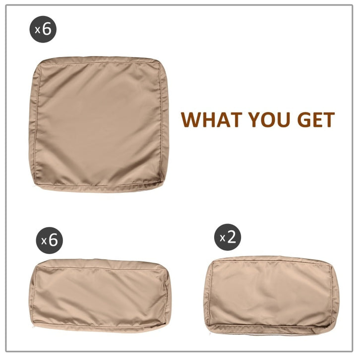 14pc Replacement Patio Cushion Covers Sectional Sofa Conversation Set for Deck Garden - Beige