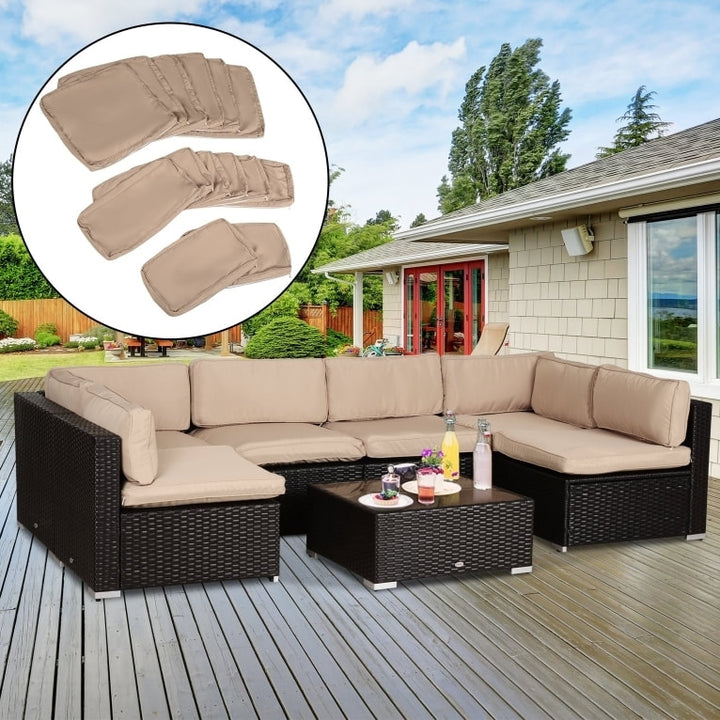 14pc Replacement Patio Cushion Covers Sectional Sofa Conversation Set for Deck Garden - Beige