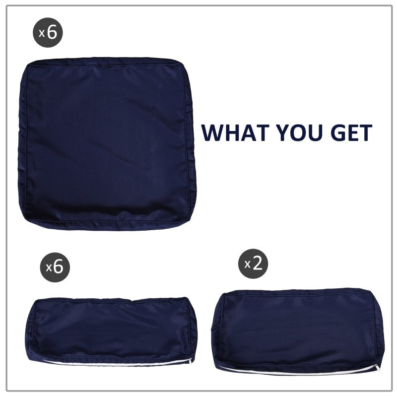 14pc Replacement Patio Cushion Covers Sectional Sofa Conversation Set Deck Garden - Navy Blue