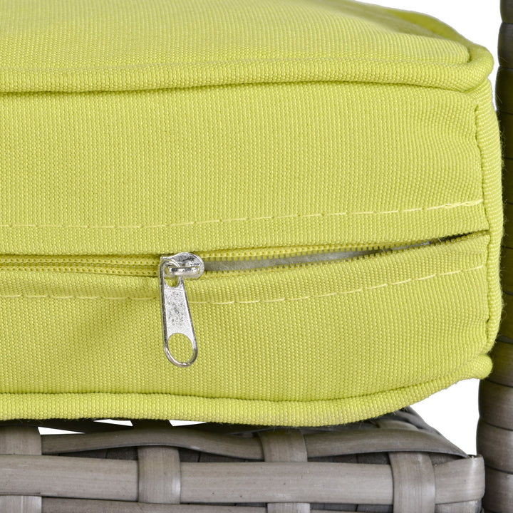 PE Rattan Wicker Muskoka Adirondack Chair Lounger Patio Deck Garden Seat, Grey w Green Cushions