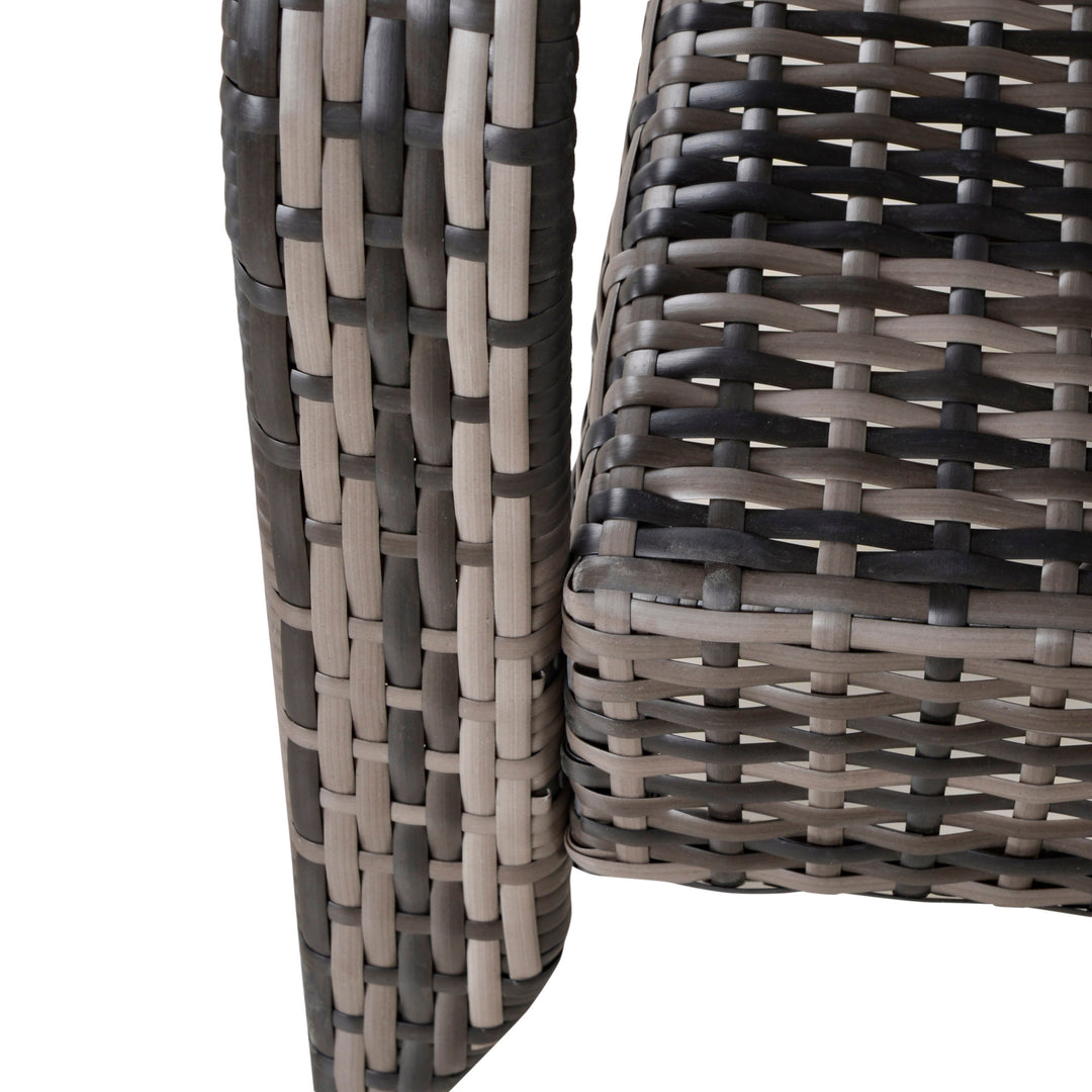 PE Rattan Wicker Muskoka Adirondack Chair Lounger Patio Deck Garden Seat, Grey w Green Cushions