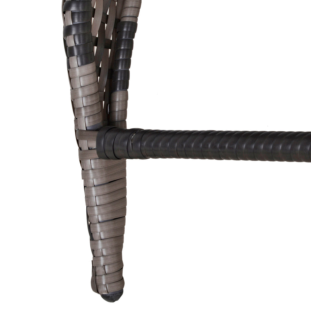 PE Rattan Wicker Muskoka Adirondack Chair Lounger Patio Deck Garden Seat, Grey w Green Cushions