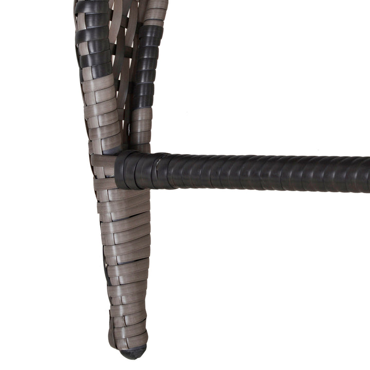 PE Rattan Wicker Muskoka Adirondack Chair Lounger Patio Deck Garden Seat, Grey w Green Cushions