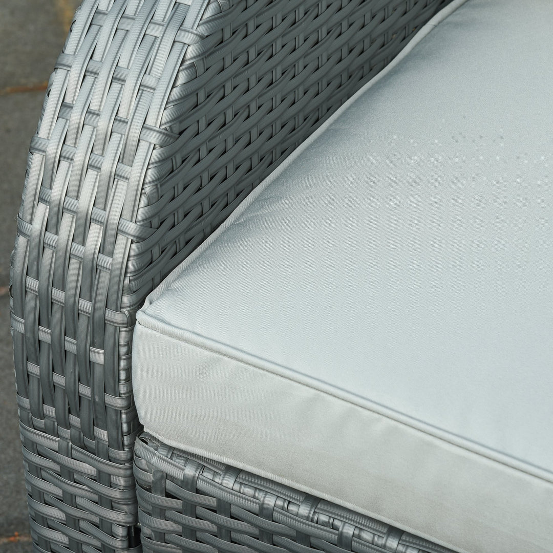 6pc PE Rattan Wicker Compact Conversation Set w/ Recliners, Footstools for Outdoor Patio - Grey