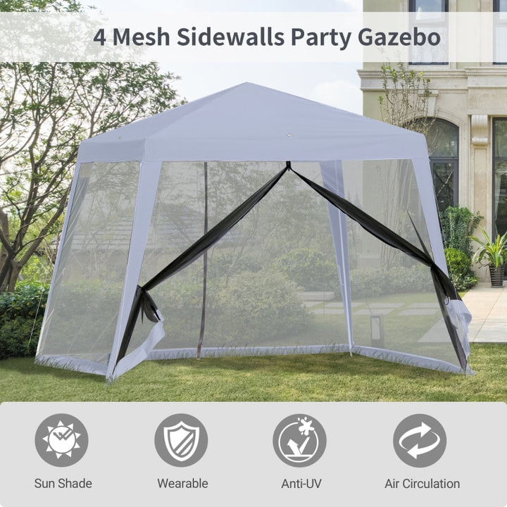 10' x 10' Gazebo Canopy Patio Event Party Tent Camping Sun Shelter w/ Mesh Net Walls, Grey