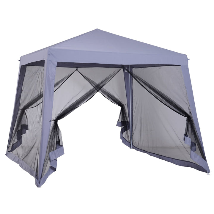 10' x 10' Gazebo Canopy Patio Event Party Tent Camping Sun Shelter w/ Mesh Net Walls, Grey