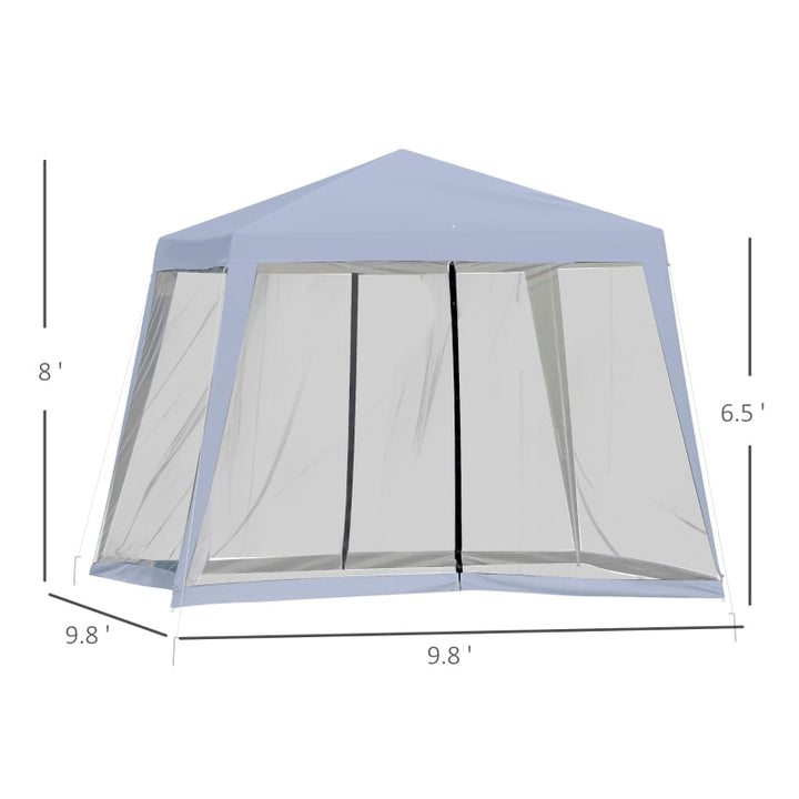 10' x 10' Gazebo Canopy Patio Event Party Tent Camping Sun Shelter w/ Mesh Net Walls, Grey