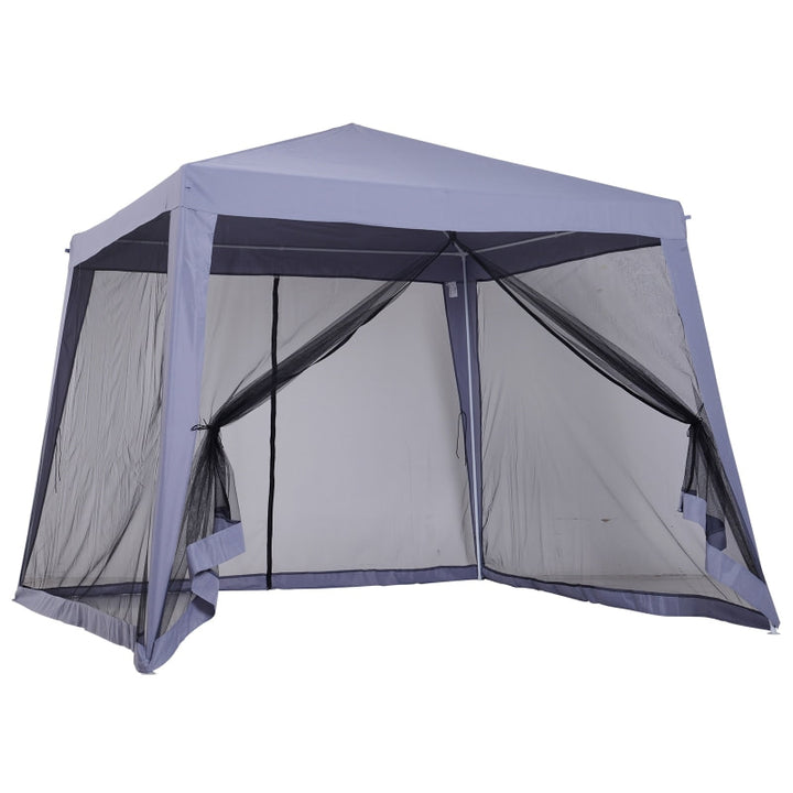 10' x 10' Gazebo Canopy Patio Event Party Tent Camping Sun Shelter w/ Mesh Net Walls, Grey