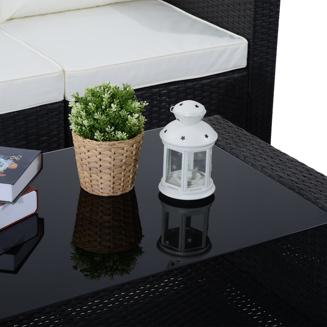 7pc Premium PE Rattan Wicker Furniture w Sofa, Chairs for Outdoor Patio, Dark Grey, Cream Beige