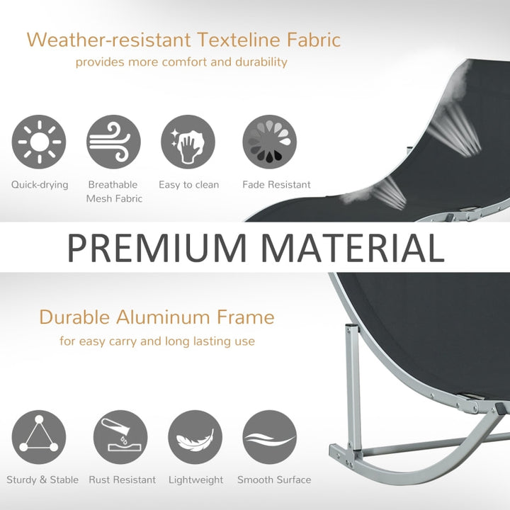 2pc S-Shaped Aluminum Foldable Sun Lounger Chair, Patio Tanning Beach Pool Deck Garden, Black