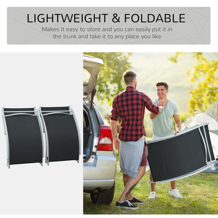 2pc S-Shaped Aluminum Foldable Sun Lounger Chair, Patio Tanning Beach Pool Deck Garden, Black