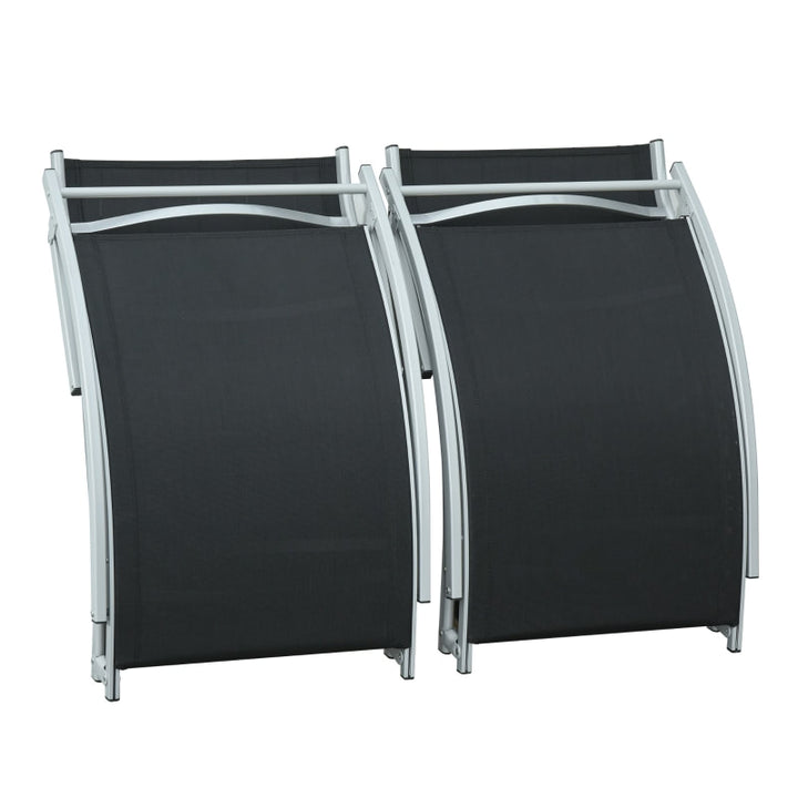2pc S-Shaped Aluminum Foldable Sun Lounger Chair, Patio Tanning Beach Pool Deck Garden, Black