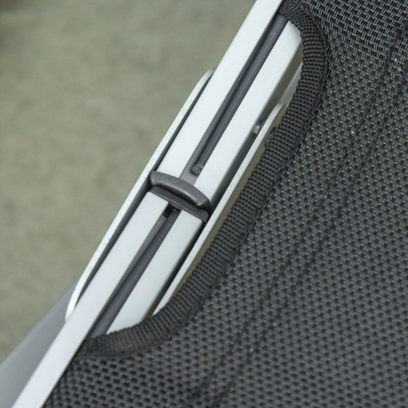 2pc S-Shaped Aluminum Foldable Sun Lounger Chair, Patio Tanning Beach Pool Deck Garden, Black