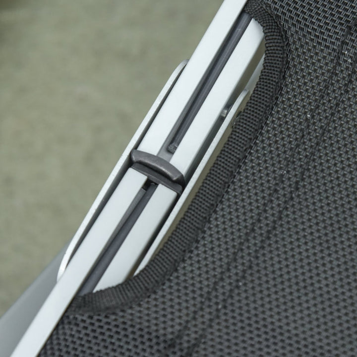 2pc S-Shaped Aluminum Foldable Sun Lounger Chair, Patio Tanning Beach Pool Deck Garden, Black