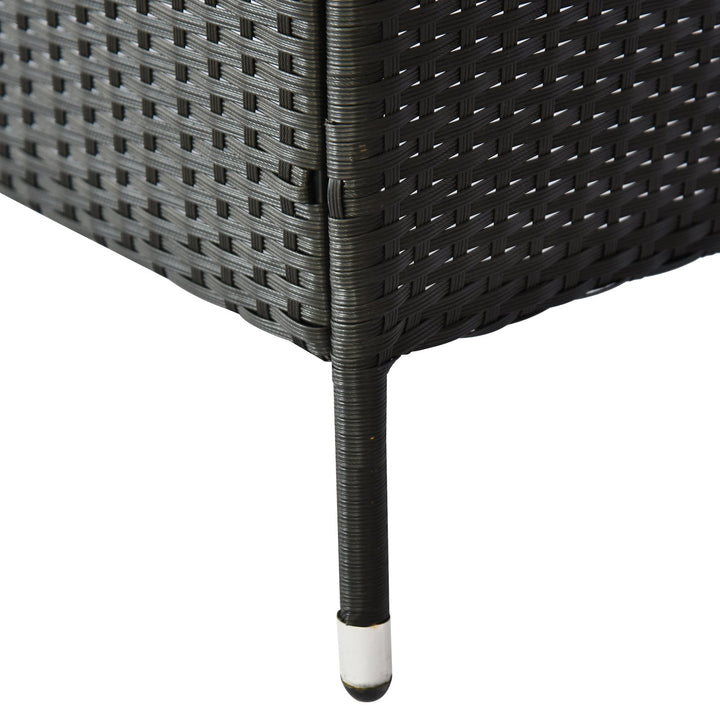 2-Seat PE Rattan Wicker Chair Bench w Glass Table, Cushions for Outdoor Patio, Black & White