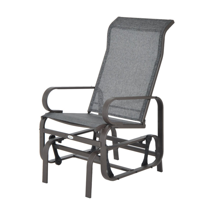 Outdoor Gliding Mesh Swing Rocking Chair for Patio Backyard Garden Deck Porch - Brown & Grey