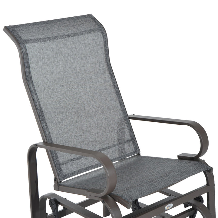 Outdoor Gliding Mesh Swing Rocking Chair for Patio Backyard Garden Deck Porch - Brown & Grey