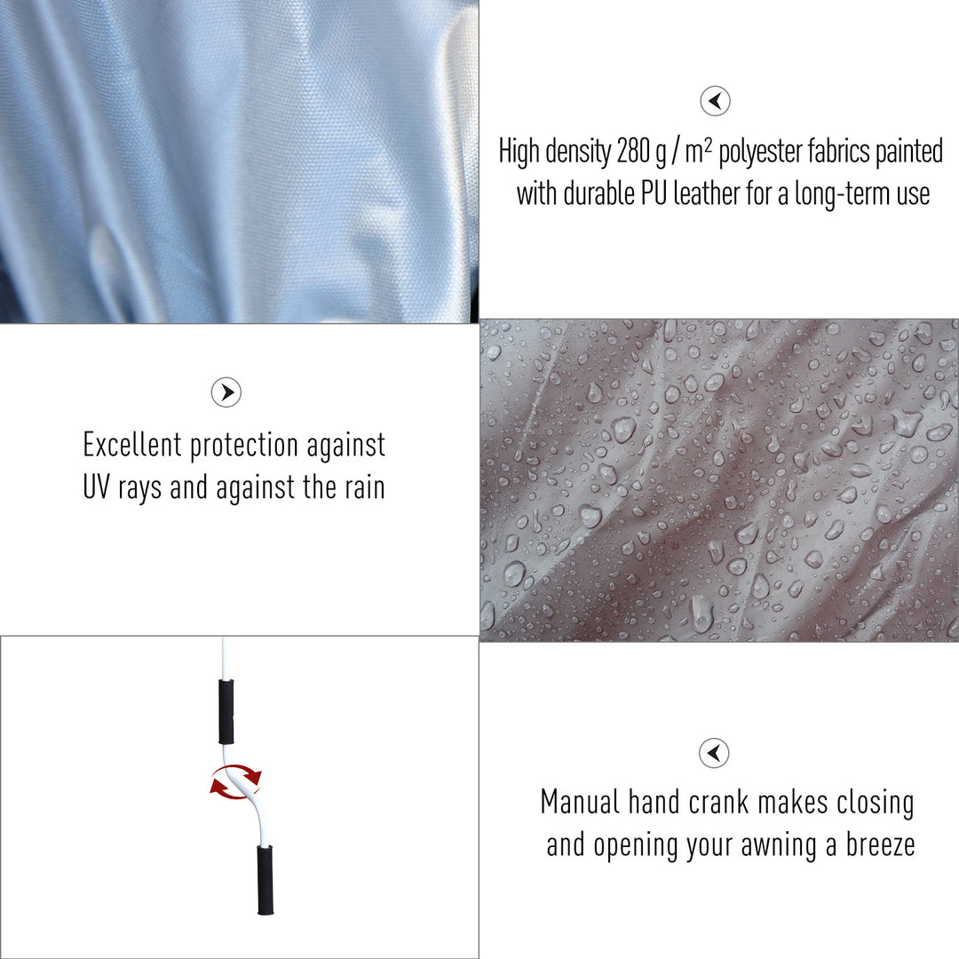 10 x 8 ft Manual Retractable Awning Sun Shade Canopy, Aluminum, Steel for Patio Deck - Grey