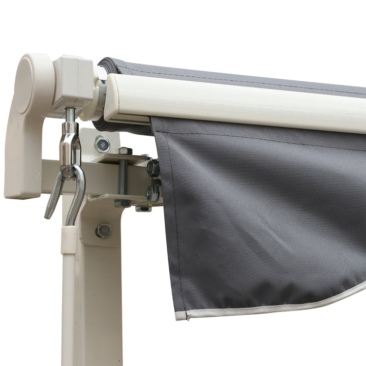 10 x 8 ft Manual Retractable Awning Sun Shade Canopy, Aluminum, Steel for Patio Deck - Grey