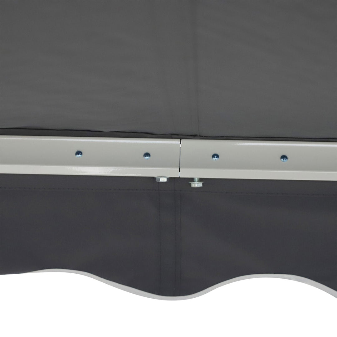 10 x 8 ft Manual Retractable Awning Sun Shade Canopy, Aluminum, Steel for Patio Deck - Grey
