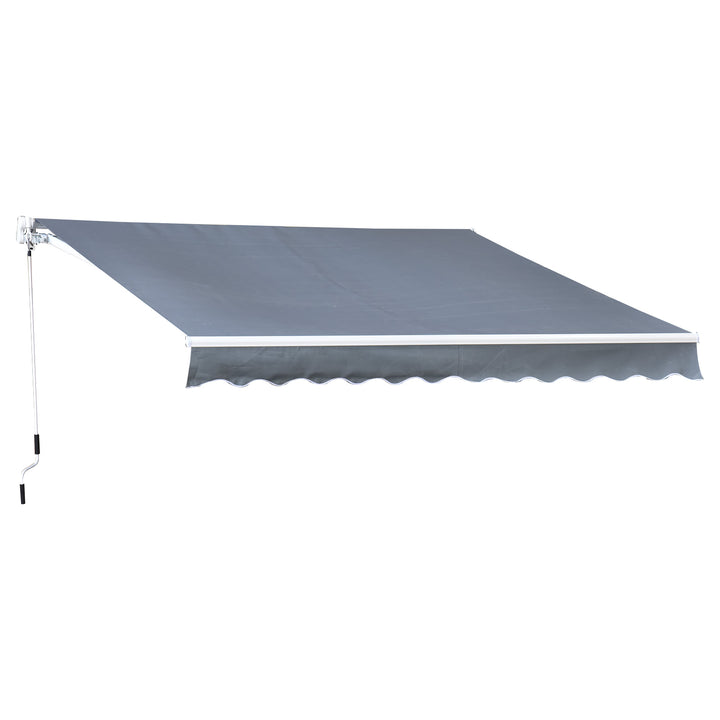 10 x 8 ft Manual Retractable Awning Sun Shade Canopy, Aluminum, Steel for Patio Deck - Grey