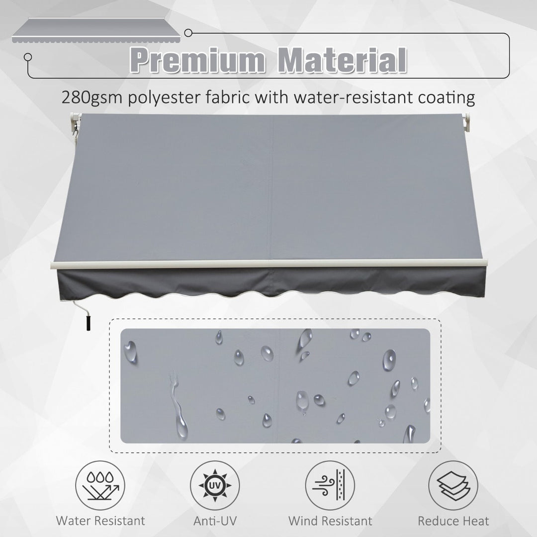 10 x 8 ft Manual Retractable Awning Sun Shade Canopy, Aluminum, Steel for Patio Deck - Grey