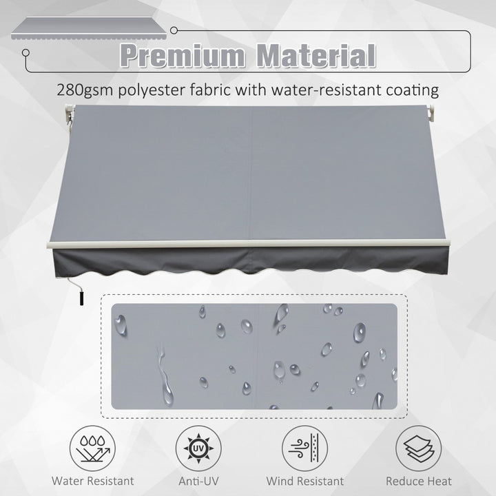 10 x 8 ft Manual Retractable Awning Sun Shade Canopy, Aluminum, Steel for Patio Deck - Grey