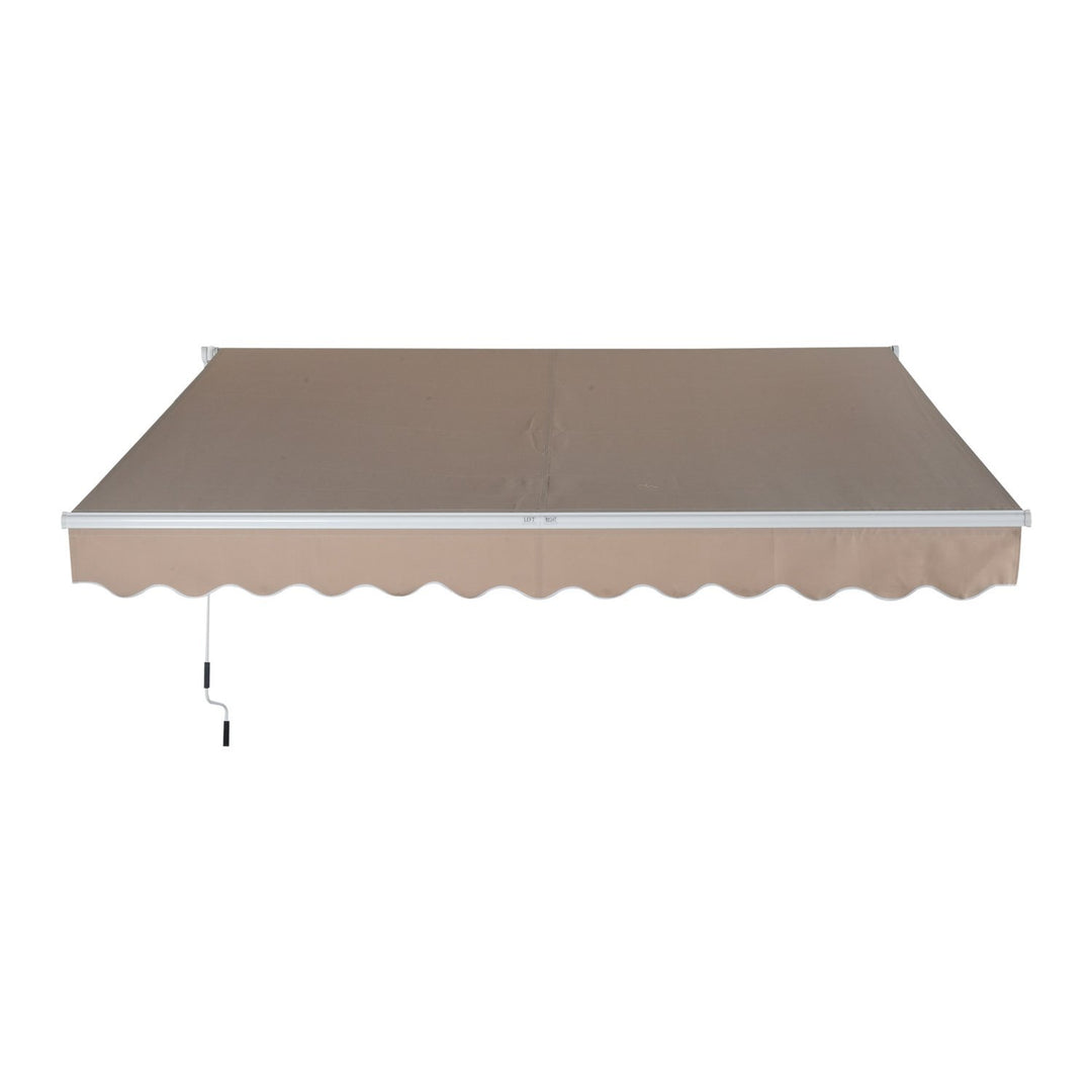 10 x 8 ft Manual Retractable Awning Sun Shade Canopy, Aluminum, Steel for Patio Deck - Beige