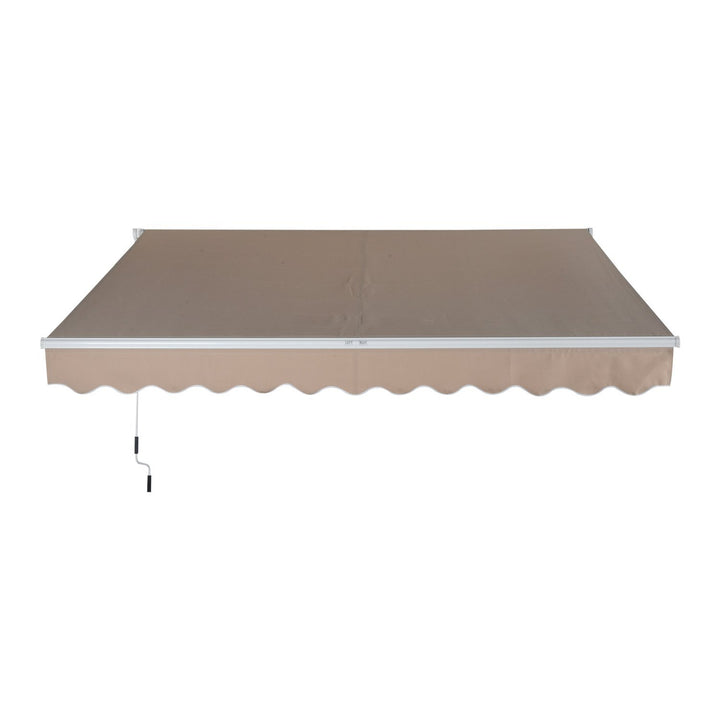 10 x 8 ft Manual Retractable Awning Sun Shade Canopy, Aluminum, Steel for Patio Deck - Beige